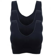 EKOUSN Womens Fashion Shapewear Push Up Bras T-Shirt Bras Sports Bras 3-Pack Seamless Sports Bra Breathable Wireless Push Up Bra With Pads Yoga Running Fitness Bralettes Plus Size Black 5X